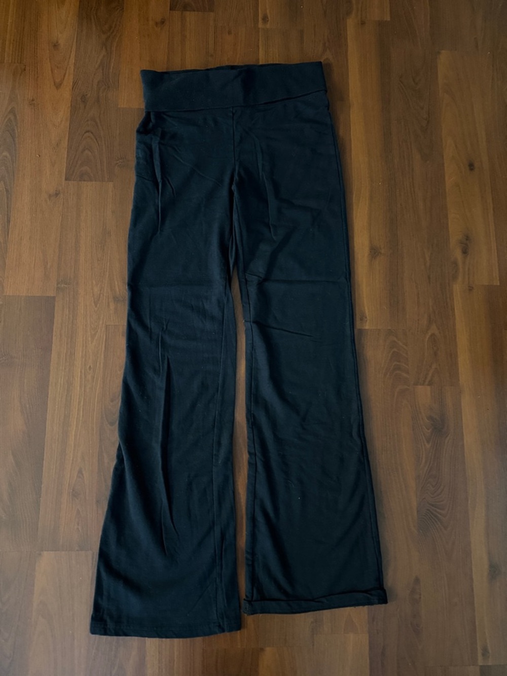 Y2K BCBGMaxAzria Black Wide-Leg Fold-Over Waist Pants